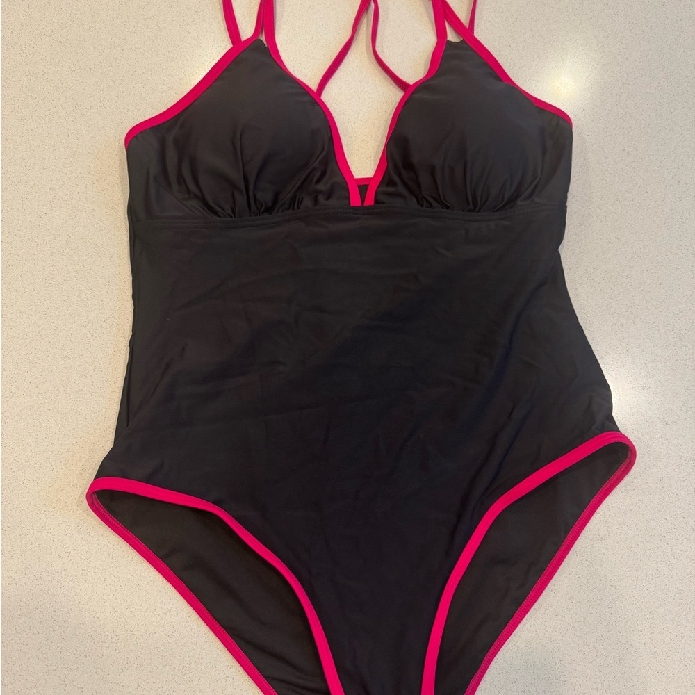 B2PRITY Black and Pink Women's One Piece Swimsuit New With Tags Size: XL